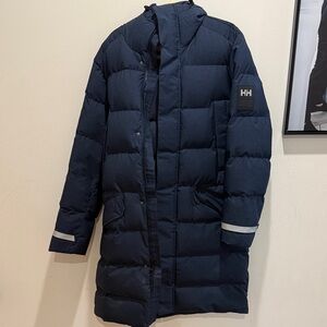 Helly Hansen Dark Blue Quilted Hooded Puffer Coat with Reflective Trim